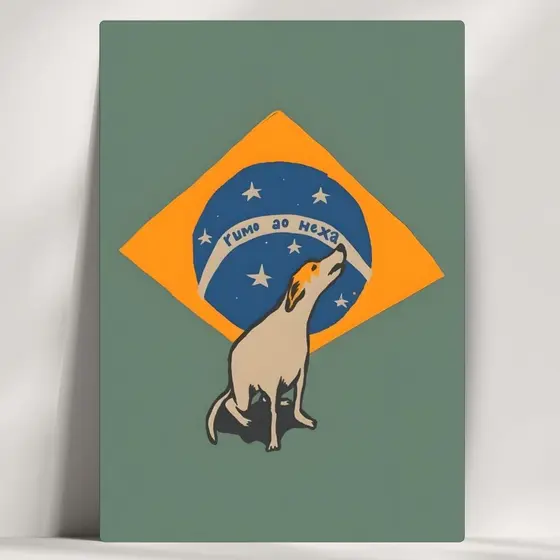 Quadros Decorativos Cachorro Caramelo - Rumo Ao Hexa - Em Mdf - Com Fita Adesiva - Envio Imediato