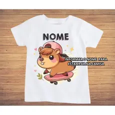 Camiseta Capivara Menina Skate e Boné T098 - Informar Nome