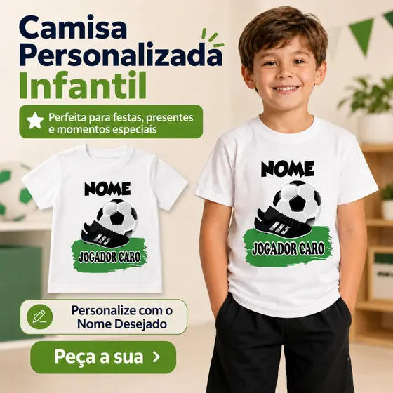 Camisa Infantil aniversário Jogador Caro com Nome TN838