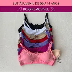 Kit Sutiã Top Infantil Juvenil com bojo Removível Forrado Nadador Menina Moça Alças Ajustáveis