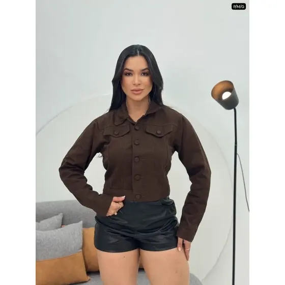 jaqueta jeans feminina cor marrom