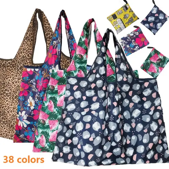 Tamanho Grande Grosso Oxford Sacola ECO Portátil Dobrável Reutilizáveis Bolsas De Ombro Bolsa Saco De Compras Das