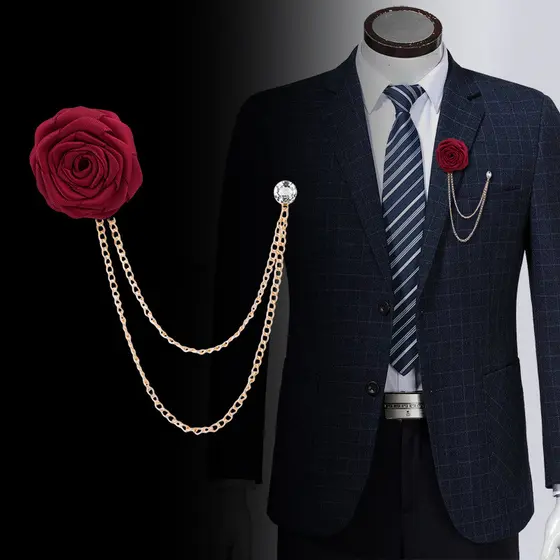 1 Peça De Broche De Rosa De Tecido , Nó De Flor Artesanal Com Alfinete De Lapela , Adequado Para Ternos Casamento