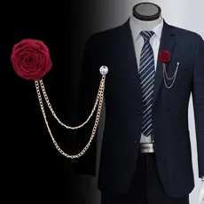 1 Peça De Broche De Rosa De Tecido , Nó De Flor Artesanal Com Alfinete De Lapela , Adequado Para Ternos Casamento