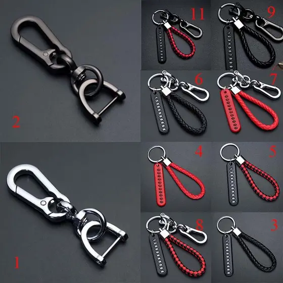 Chaveiro De Carro Universal Fivela De Metal Anel D Cordão De Couro Trançado Anti-Perdido Etiqueta De Número De Telefone