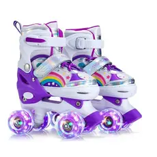 PATINS 4 RODAS C/ REGULAGEM ARCO IRIS ROXO 37-40