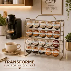 Porta Suporte Cápsulas de Café Três Corações Reforçado Organizador Suporte Bancada Dourado