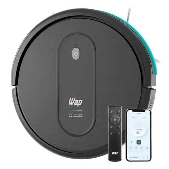 Robô Aspirador WAP Robot W400 C/ Controle Varre Passa Pano