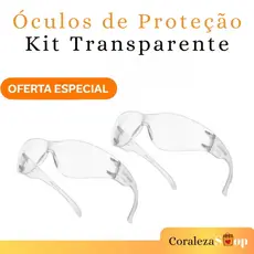 KIT 2 Óculos de Proteção | Modelo Águia Lente de Policarbonato - Transparente | EPI Segurança