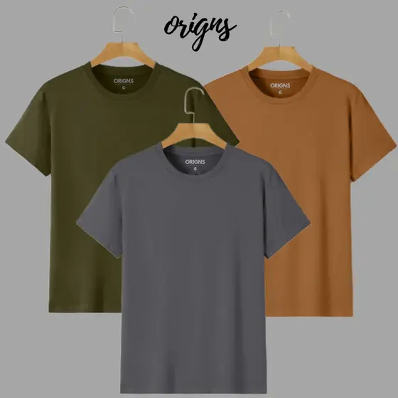 Kit 3 Camisetas Básicas Masculinas Slim Algodão 30.1 ORIGNS