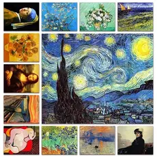 Kit 10 Quadros Decorativos Arte Clássica Vincent van Gogh Leonardo da Vinci Pablo Picasso