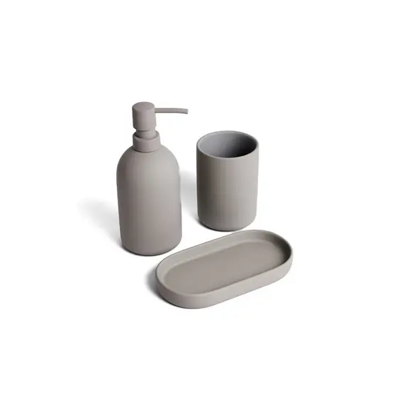Kit Utensílios de Banheiro em Cerâmica Lunar Soft Touch 3 peças Oikos