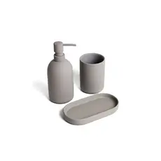 Kit Utensílios de Banheiro em Cerâmica Lunar Soft Touch 3 peças Oikos