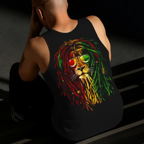 Camiseta Regata Masculina Estampada Tigre Bandeira Algodão Estilo Conforto Diário Do Tamanho P GG