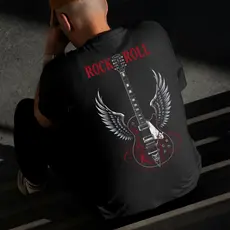 Camiseta Masculina Estampada Rock N' Roll 100% Algodão Estilo Conforto Diário Do Tamanho P ao GG