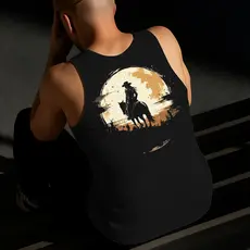 Camiseta Regata Masculina Estampada Vaqueira 100% Algodão Estilo Conforto Diário Do Tamanho P ao GG