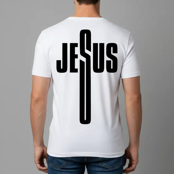Camiseta Masculina Estampa Jesus Escrita Dry Fit Conforto Blusa T-Shirt Academia Tamanho P GG