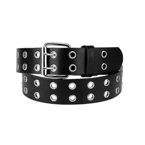 Cinto Punk Preto, Branco e Marrom ilhós duplo pronta entrega