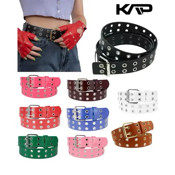 Cinto Ilhós duplo couro diversas cores punk rock