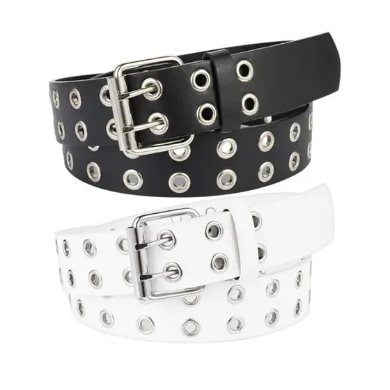 Kit cinto punk rock Preto e branco ilhós duplo unissex