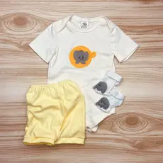 Conjunto 3 peças body 100 % algodão bebê curto verao calor