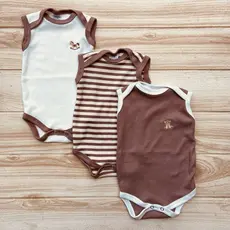 Kit 3 body Regatas Vintage Tons Terrosos Bebê 100% Algodão Boho Chic Menino Minimalista