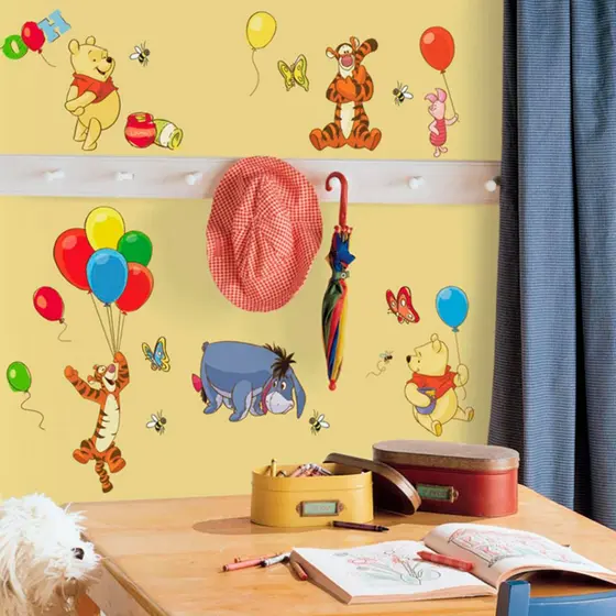 Adesivo de Parede Ursinho Pooh Disney Cartela com 38 Adesivos Infantil
