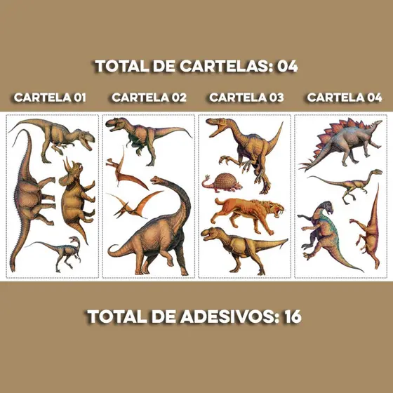 Adesivo de Parede Mundo dos Dinossauros Autocolante Para Quarto Infantil