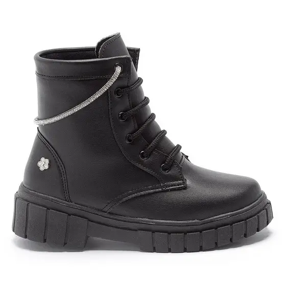 Bota Infantil Menina Coturno Tininha Cano Curto com Brilho Strass
