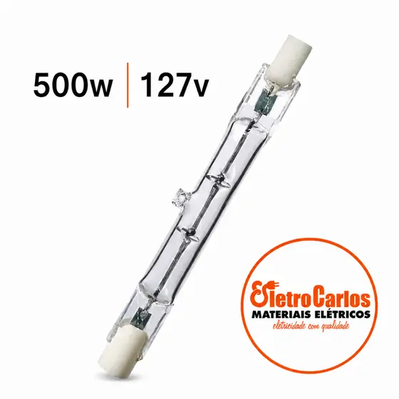 Lâmpada Palito Halógena 500W 127V 118mm R7s Brasfort