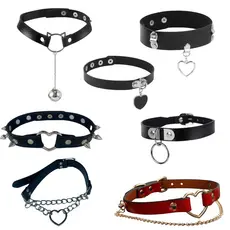 Choker Coleira Gargantilha 6 Opcoes Couro Argola Corrente 6 VARIACOES