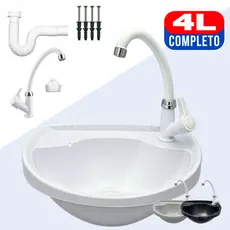 Pia de Banheiro Cuba Lavabo Lavatório com Ralo e Kit de Instalação Plástico