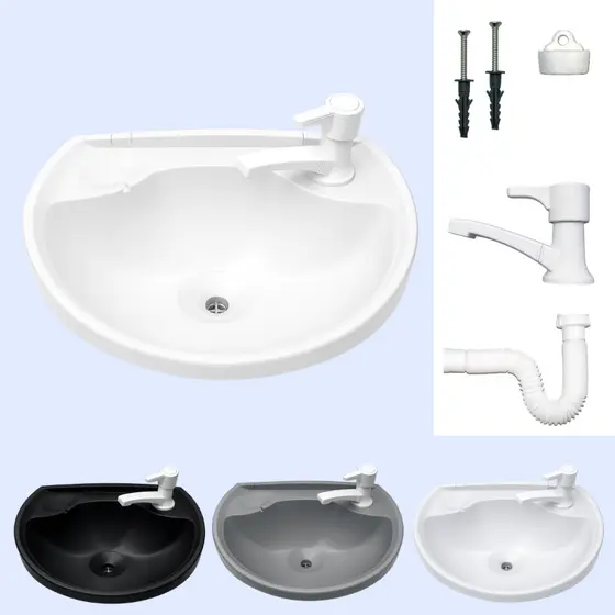 Pia para Banheiro Cuba Lavabo Lavatório com Ralo e Kit de Instalação Plástico