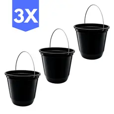 Kit com 3 Baldes 8 Litros Ultra Resistente com Alça MultiUso Organizador Lavanderia Limpeza Panos