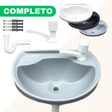 Kit Pia Lavatório Completo Com Torneira Sifão Banheiro Lavabo