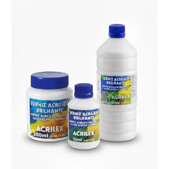 Verniz Acrílico Brilhante Acrilex - Escolha o Tamanho: 100ml ou 250ml ou 500ml