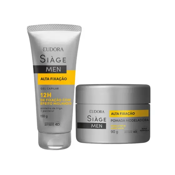 Gel e Pomada Modeladora Alta Fixação Eudora Siáge Men Efeito Molhado