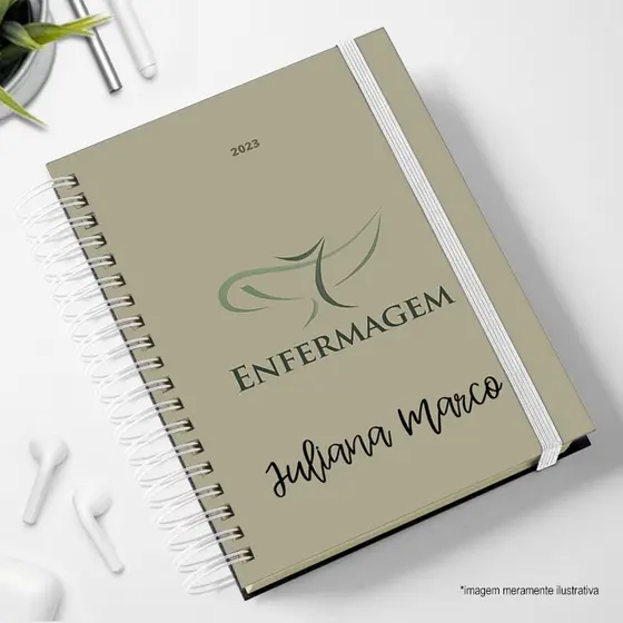Agenda 2026 Personalizada com nome e cor do elástico SAÚDE, ENFERMAGEM