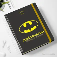 Agenda 2026 Personalizada com nome e cor do elástico SUPER HERÓIS BATMAN