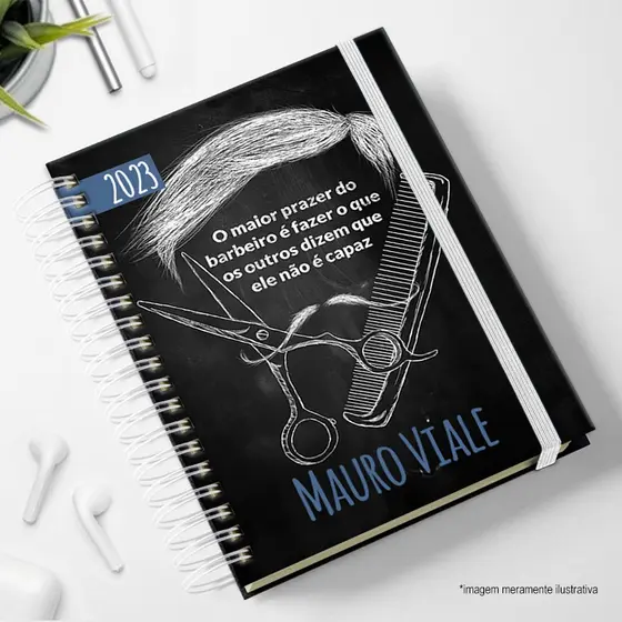 Agendas 2026 Personalizadas com nome e cor do elástico Barbearia
