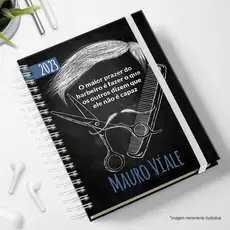 Agendas 2026 Personalizadas com nome e cor do elástico Barbearia