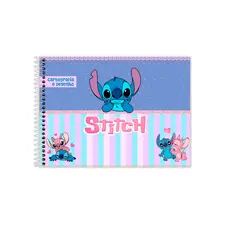 Caderno Stitch Cartografia e Desenho 96 Páginas Capa Dura Espiral Grande Escolar Infantil