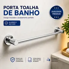 Porta Toalha Reto 48cm Avulso Alumínio | Canoplas Inox – Peça Separada Kit Banheiro
