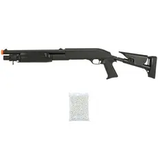 Kit Rifle Shotgun AirSoft M56C Spring 6mm Preta - Double Eagle + 2000 Esferas 0.12g