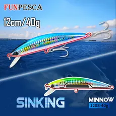 FunPesca Afundando Isca de pesca de peixinhos grandes 12cm / 40g Isca dura Falsa Isca Artificial Isca biônica Isca longa de pesca marítima