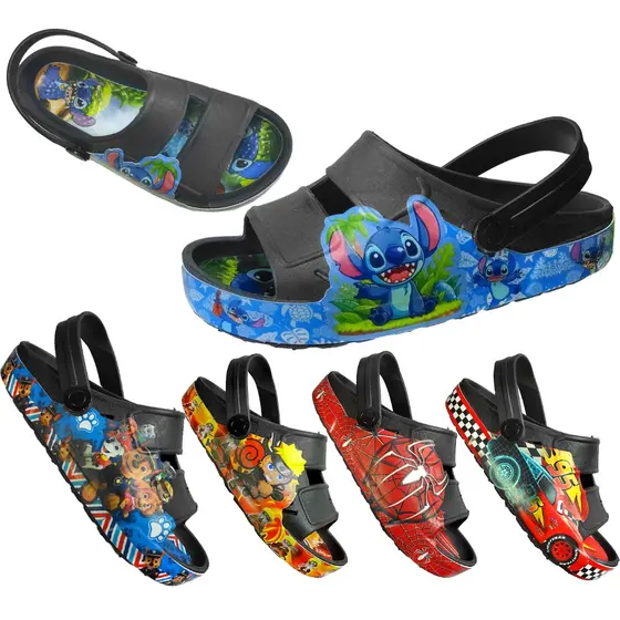 Sandália Pro Babuche Chinelo  Papete Menino Infantil leve  Carros Dinossauro Escudo Aranha Anime