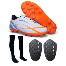 Kit Chuteira Futebol Campo Trava Caneleira e Meião Com Trava Resistente costurada Profissional leve
