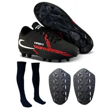 Kit Chuteira De Campo Futebol Caneleira e Meião Masculina Com Trava Resistente Leve qualidade