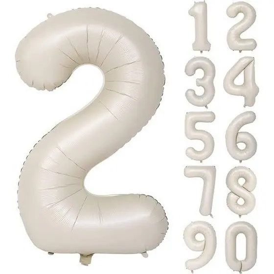 Balão Número Creme Fosco Metalizado 75cm Festa Decoração Aniversário