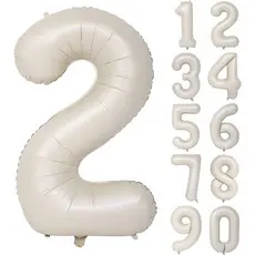 Balão Número Creme Fosco Metalizado 75cm Festa Decoração Aniversário